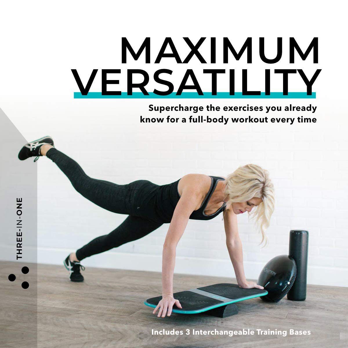 Revbalance FIT 3-in-1 Exercise Balance Board - Core Strength & Stability Training System for Home Gym, Yoga, and Physical Therapy - Perfect for Fitness Enthusiasts & Rehabilitation