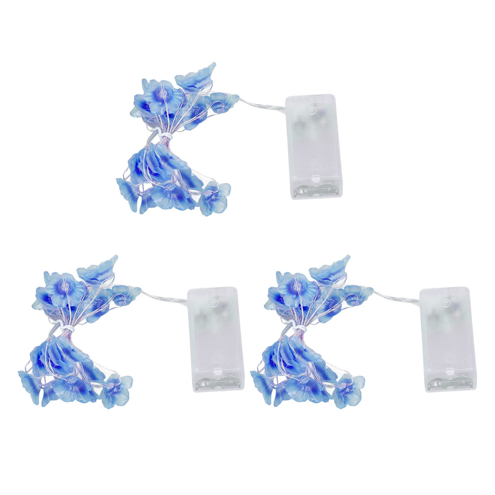 3Pcs Sakura LED String Lights - Battery Powered Cherry Blossom Fairy Lights for Bedroom, Wedding, Party & Outdoor Decor (Blue) | Romantic Ambiance Lighting for Home, Garden, Restaurant and Hotel Decorations