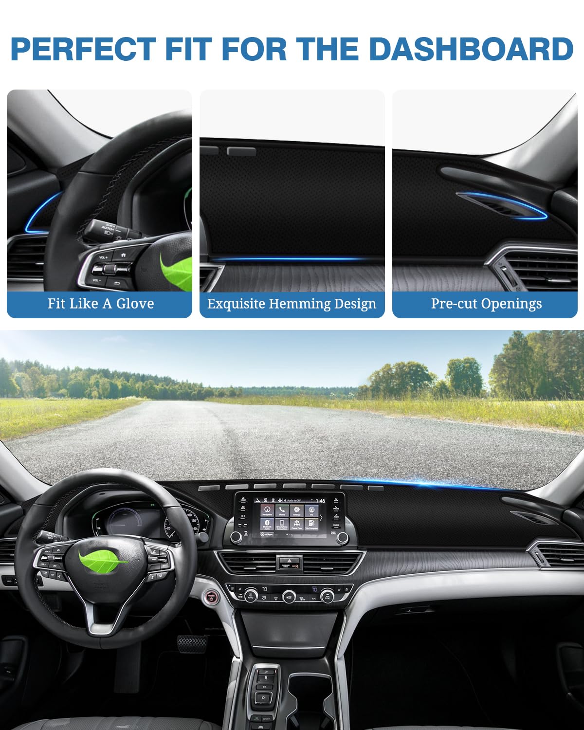 FIILINES Dash Cover for Honda Accord 2018-2022 - Non-Slip Mesh Dashboard Protector, Sunshade & Anti-Glare Accessories - Perfect for Summer Heat Protection & Interior Preservation