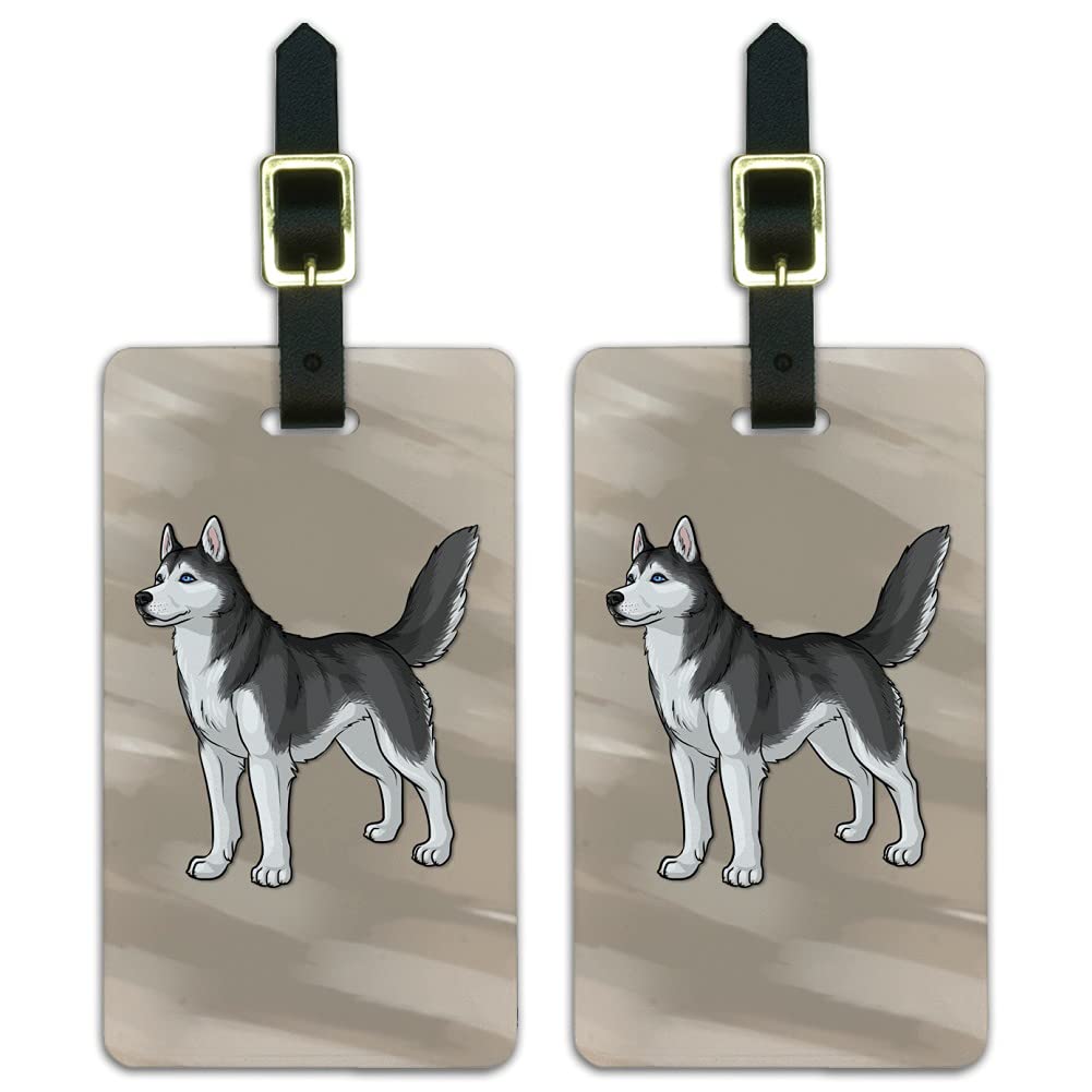 Durable Siberian Husky Pet Dog ID Tags for Luggage & Suitcases - 2-Pack Set | Perfect for Travel, Airports & Pet Identification