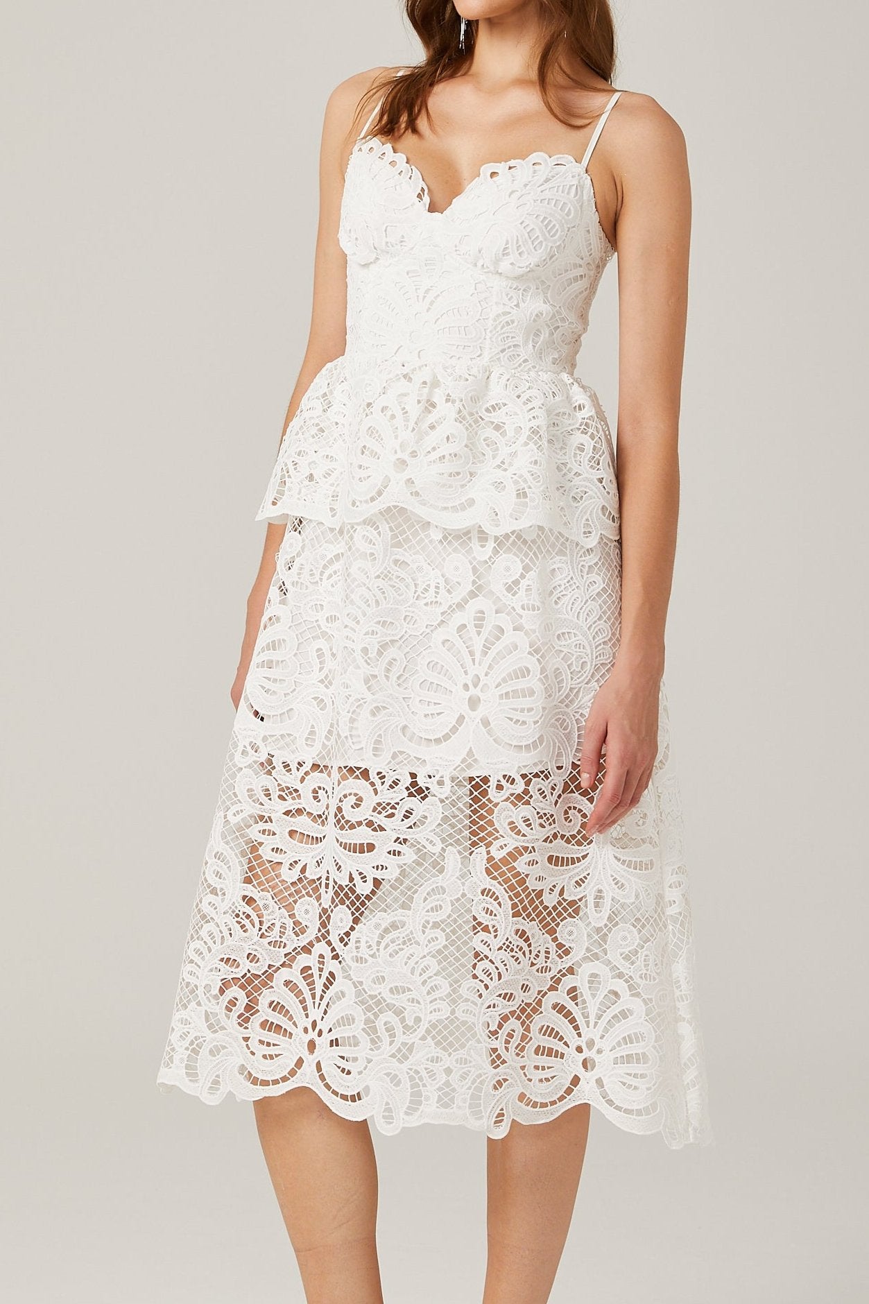Elegant Austen Guipure Lace Midi Dress for Women - Perfect for Weddings, Parties & Special Occasions