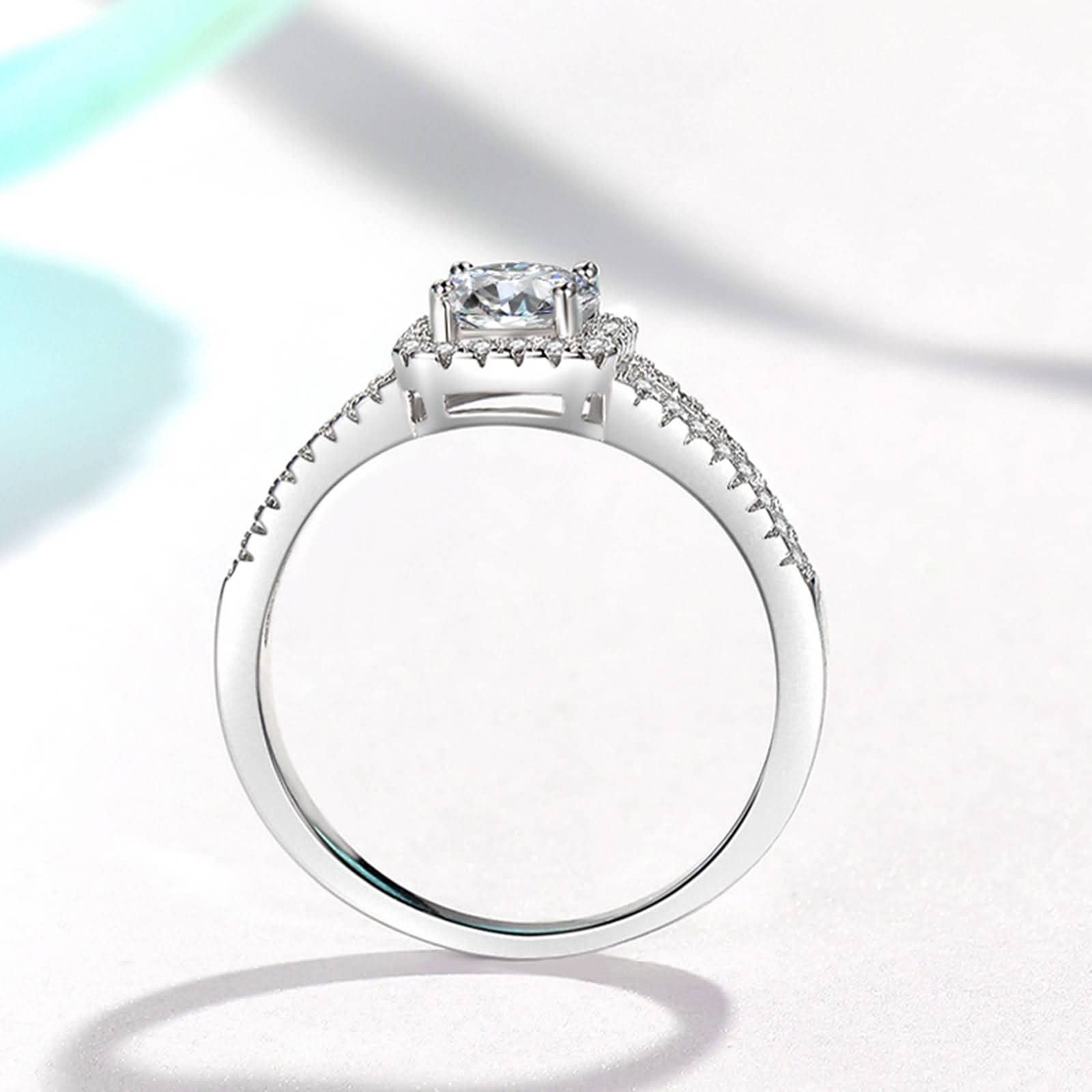 Elegant Silver Pave Halo Wedding Ring for Women - Perfect Gift & Daily Wear
