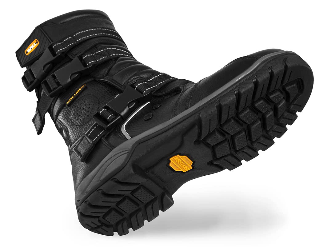 WORKLAND 77415 Men's Motorcycle Boots - Leather Riding Boots with Protective Features, Slip-Resistant Rubber Sole & Reflective Design - Durable Work Boots for Motorcycle Enthusiasts - Perfect for Long Rides, Commuting & Outdoor Adventures