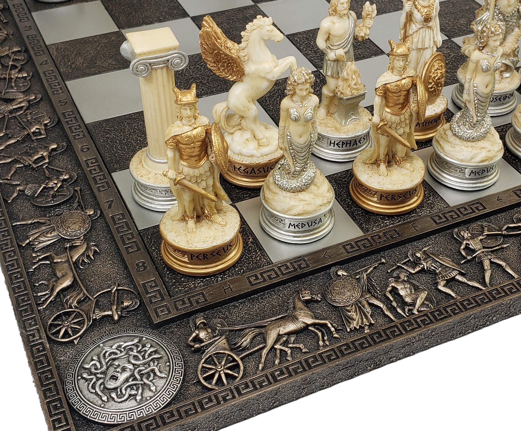 Greek Mythology Chess Set - Zeus vs Poseidon with 17