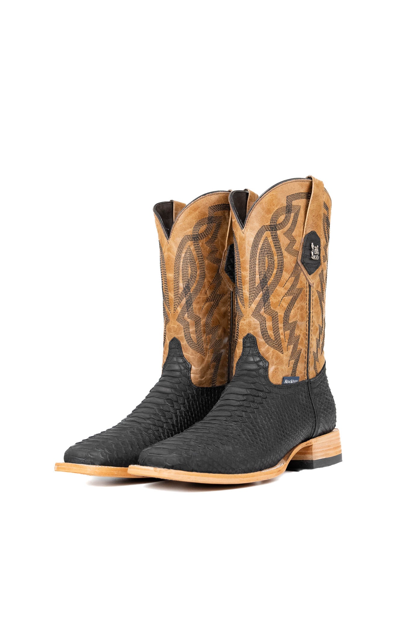 Renegade Python Square Toe Cowboy Boots for Men - Western Style Leather Boots with Exotic Snake Skin Design - Perfect for Rodeo, Country Dancing & Outdoor Adventures