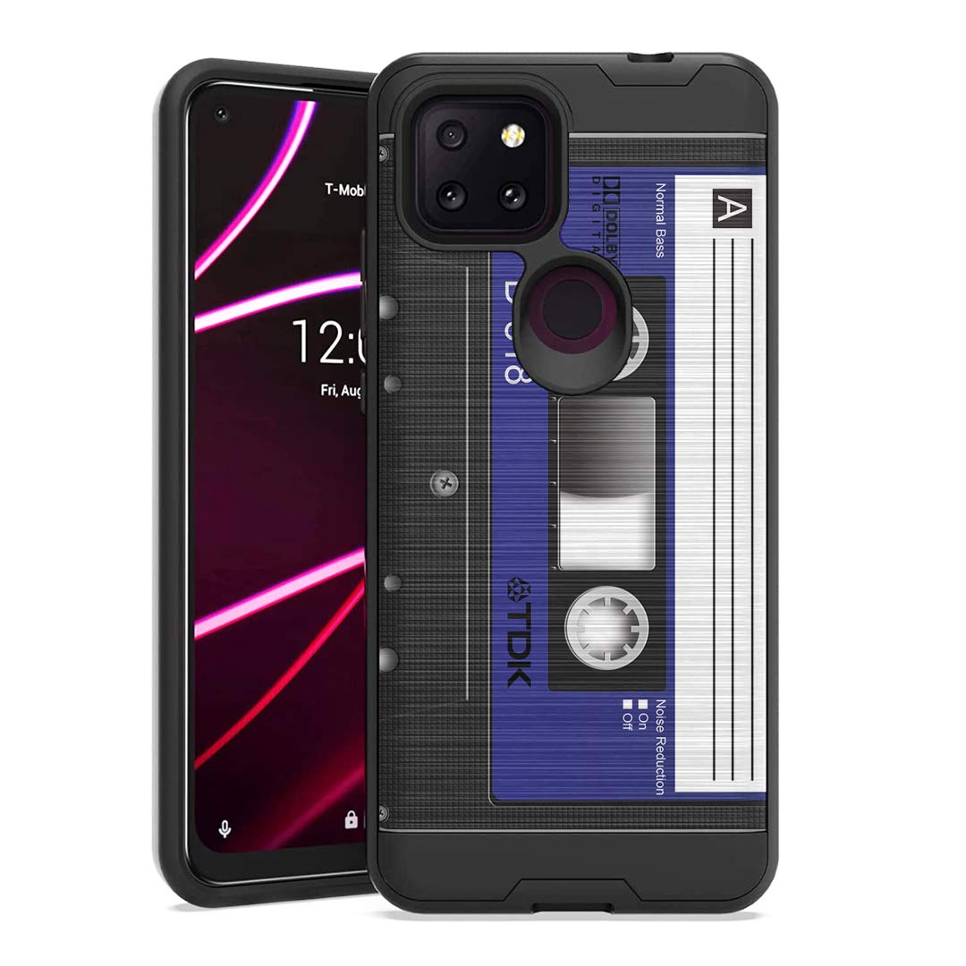 T-Mobile Revvl 5G Phone Case - Shockproof Hybrid Cover for Men & Women | Blue Cassette Tape Design | Durable Protection for Everyday Use