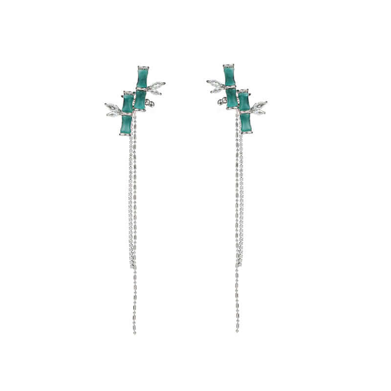 Lucky Bamboo Ear Cuff with Tassel - Boho Asian Inspired Jewelry for Women | Fashion Ear Cuff for Parties, Weddings & Everyday Wear