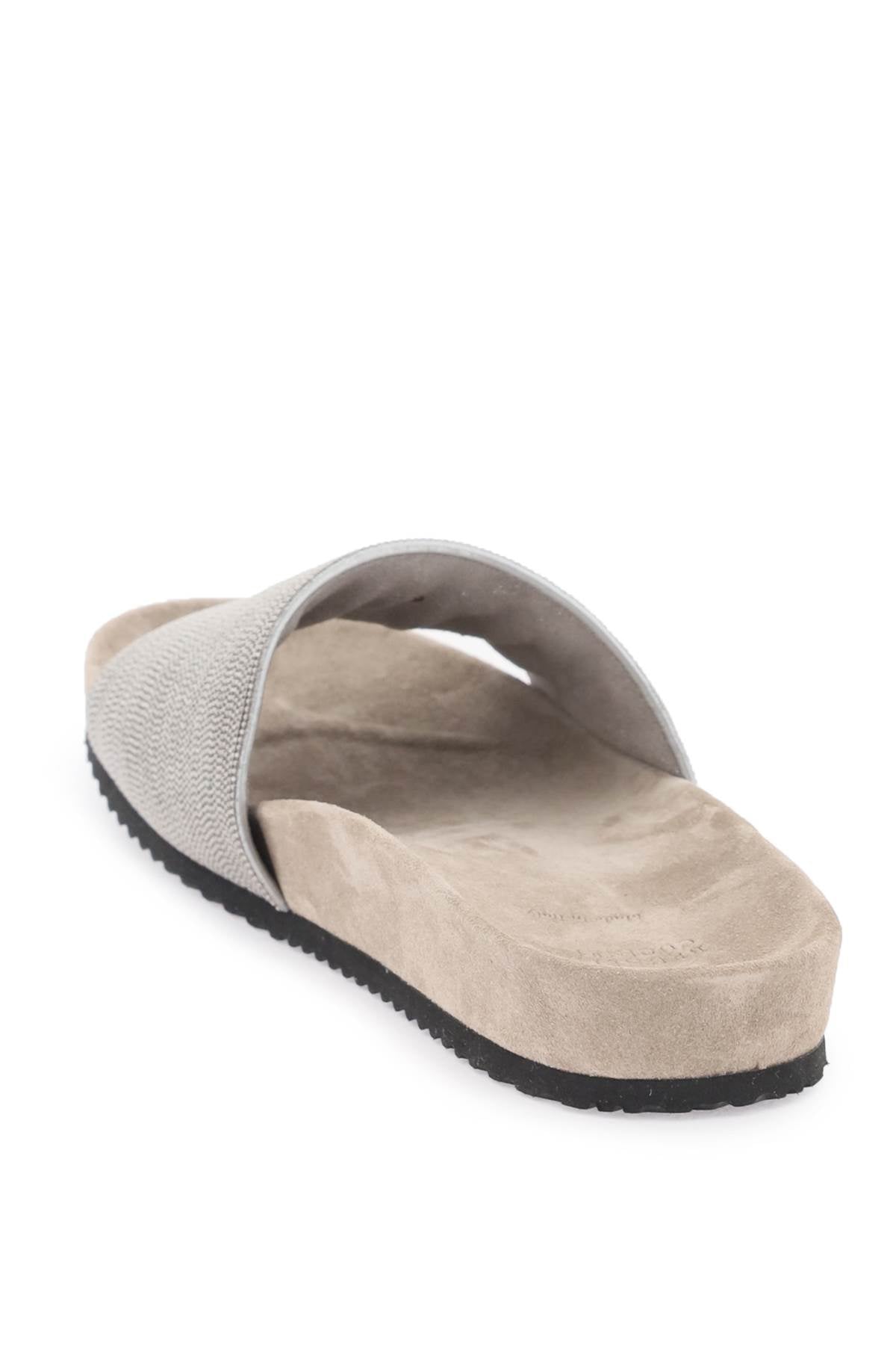 Brunello Cucinelli Women's Slides with Monili Band - Comfortable Luxury Sandals for Summer, Beach & Poolside Relaxation