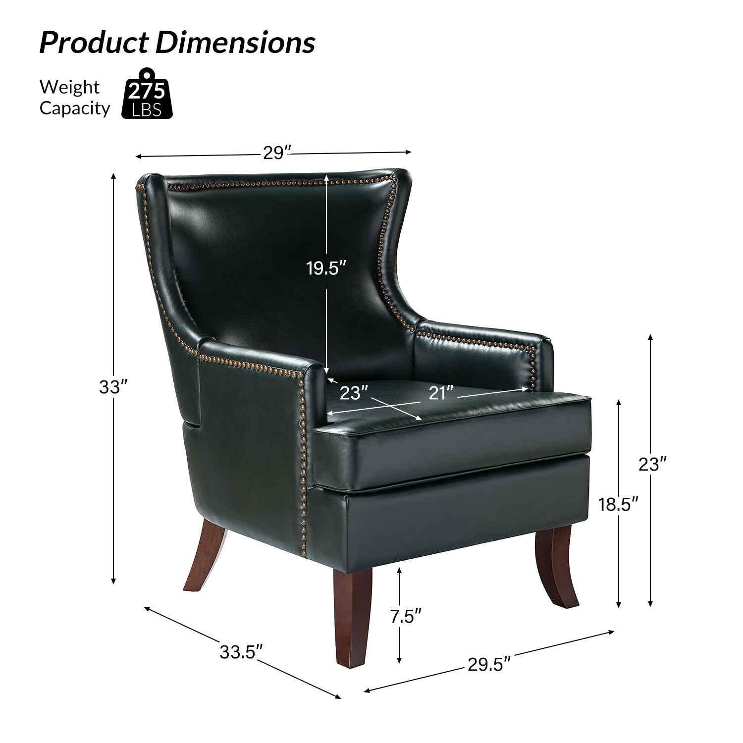 Mid Century Modern Vegan Leather Accent Armchair - Aurelia Stylish Lounge Chair for Living Room, Office & Reading Nook