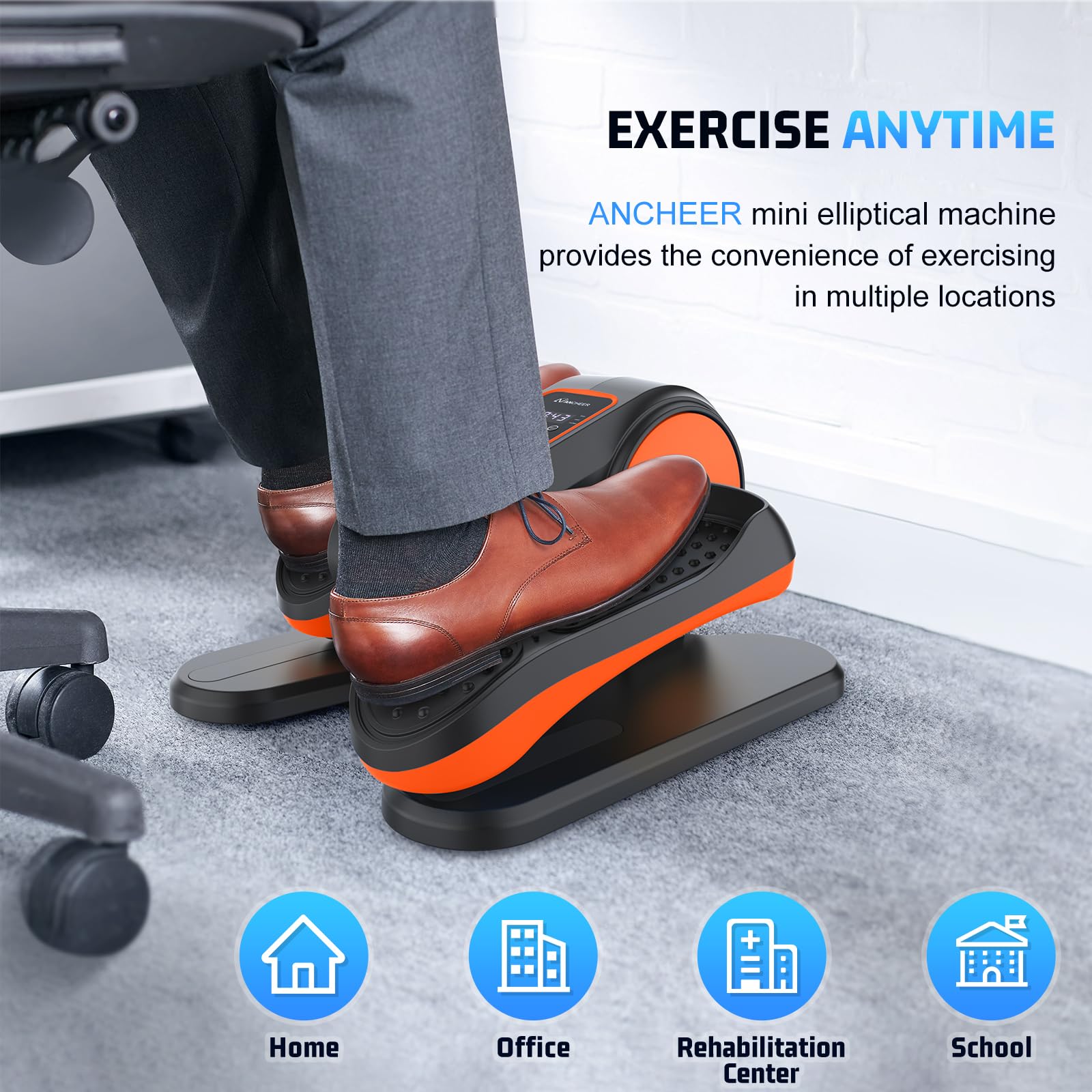 ANCHEER Under Desk Elliptical Machine - Motorized Leg Exerciser for Seniors & Office Workers - 12 Speed Adjustable Seated Elliptical Trainer - Perfect for Home Office, Physical Therapy & Sedentary Lifestyle