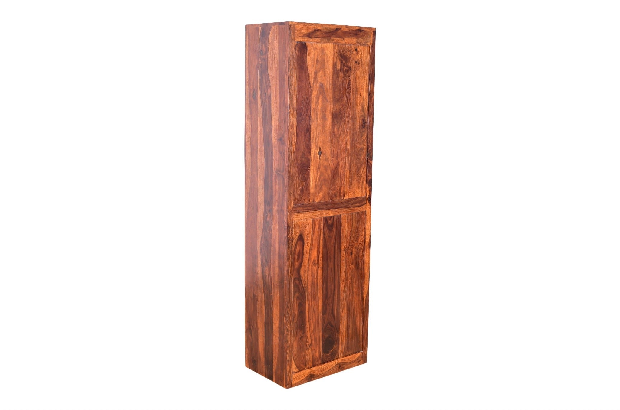 Premium Diamond Indian Sheesham Solid Wood Display Cabinet with Tempered Glass - 60x40x195cm - Elegant Storage for Living Room, Dining Room & Office Decor