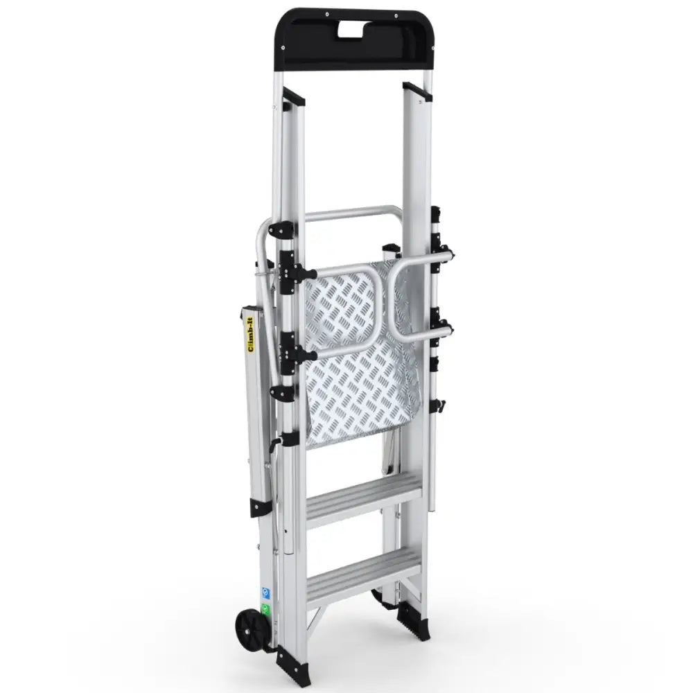 Climb It Large Platform Folding Steps with Safety Gates - Heavy Duty Aluminum Ladder for Kids & Toddlers - Perfect for Playrooms, Bedrooms, and Indoor Play Areas