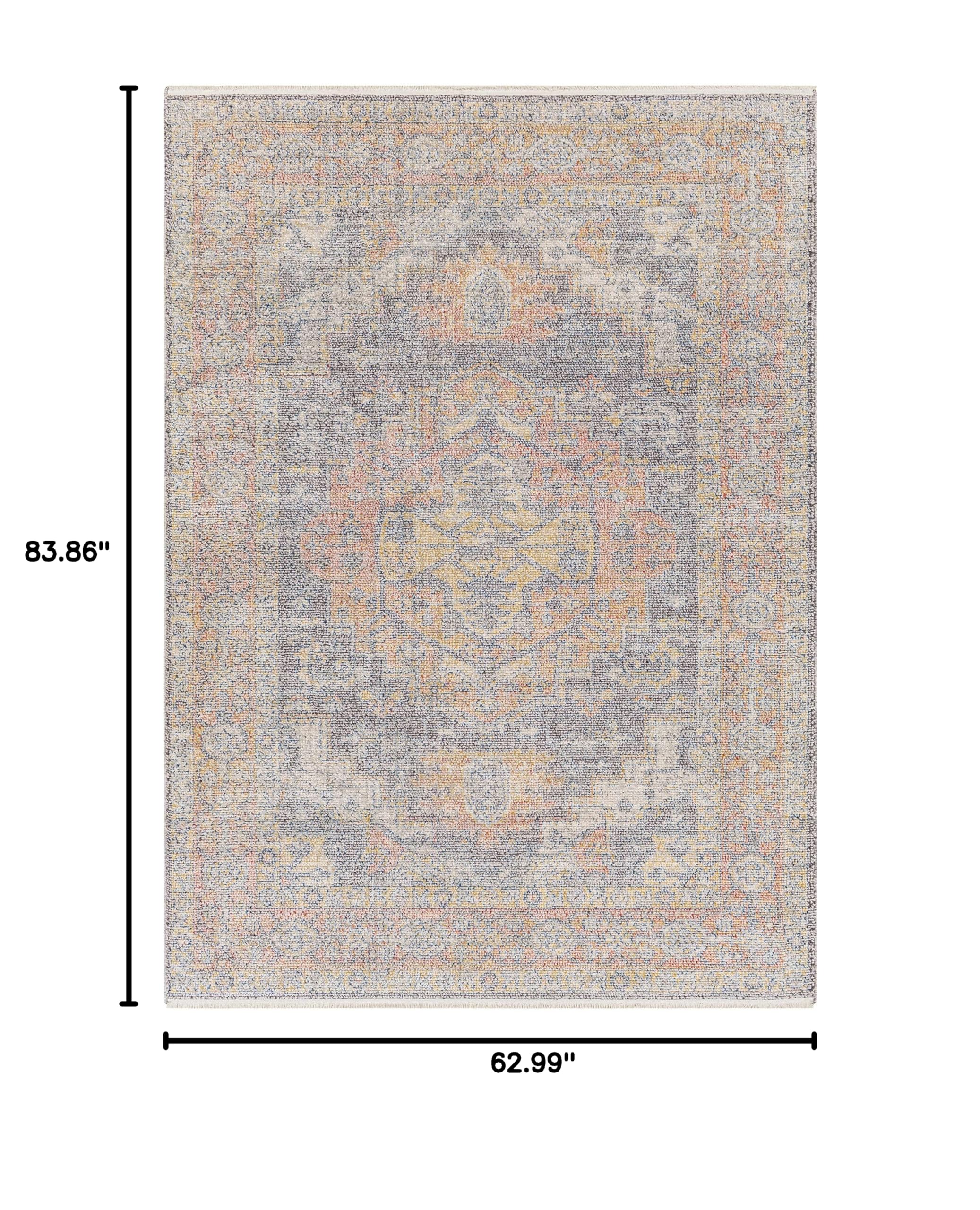 Hauteloom Choi Modern Area Rug - Soft Blue, Gray, Pink - 5'3