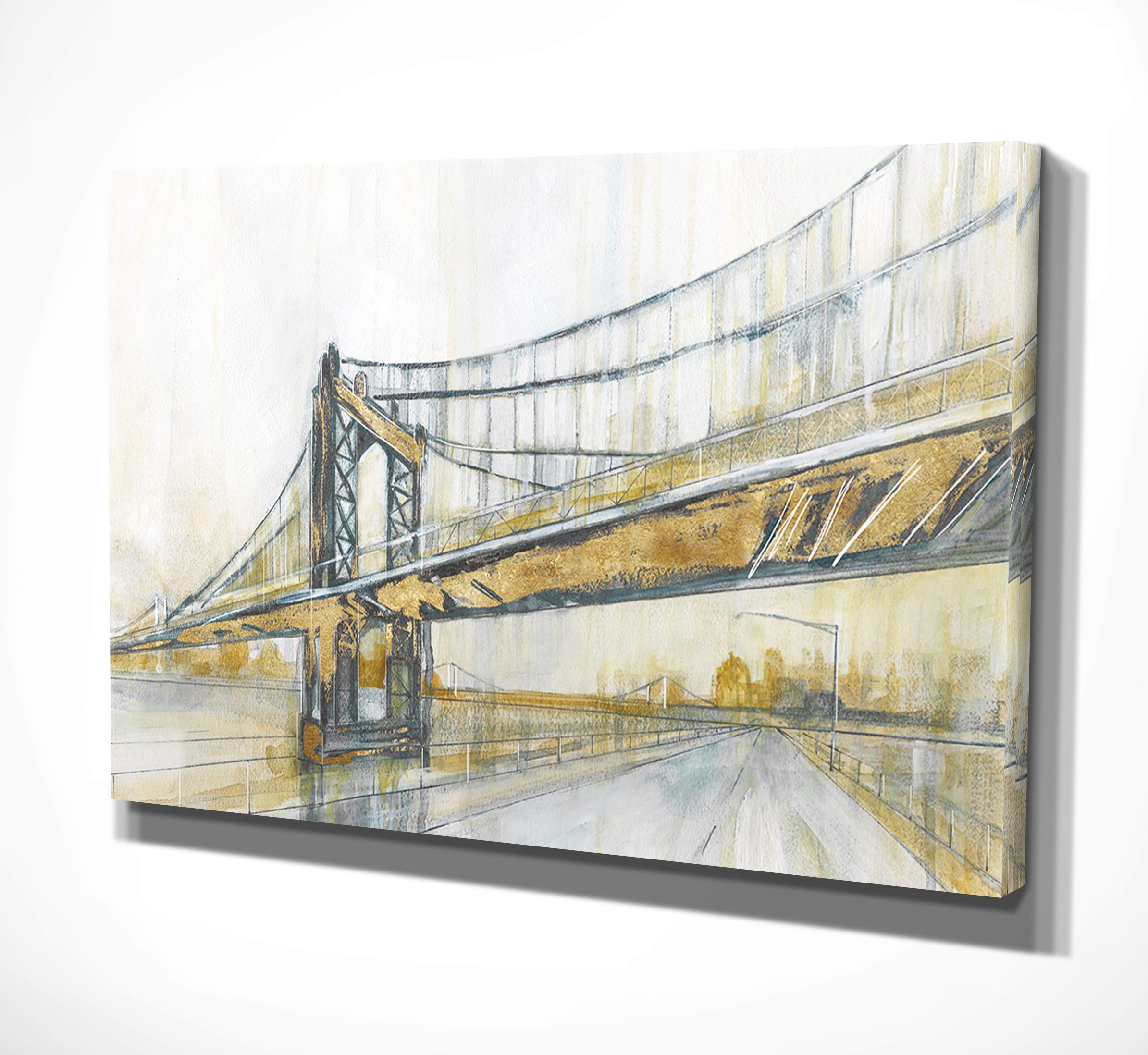 Modern Abstract Brooklyn Bridge Canvas Wall Art - 8