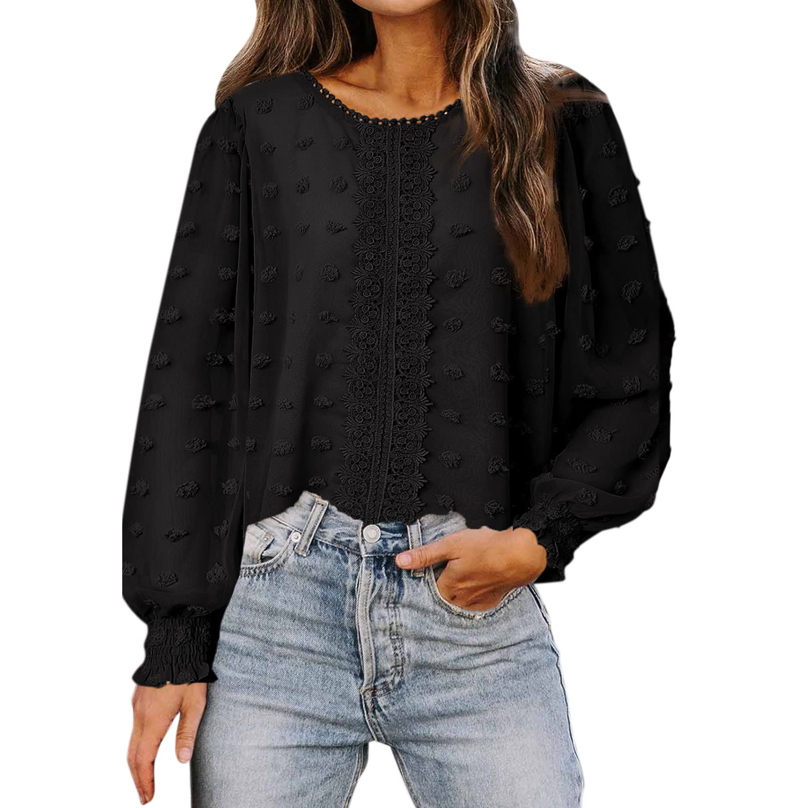 Aniywn Women's Long Sleeve Button Down Blouse - Crew Neck Casual T-Shirt & Sporty Roll-Up Tee for Workout, Office & Everyday Wear