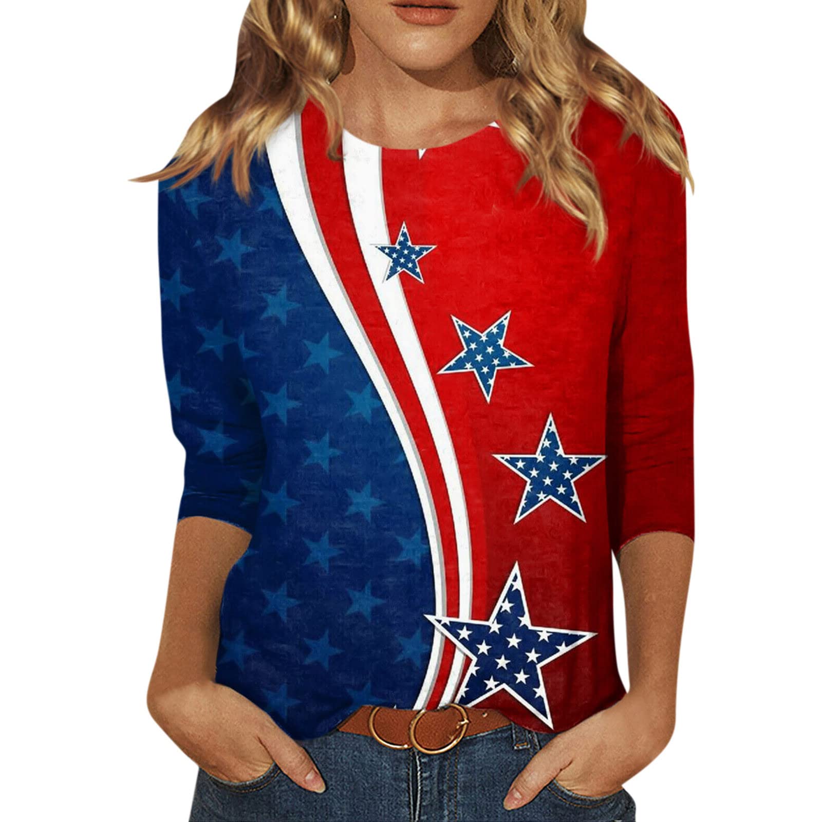 Stylish Women's Summer Tops - Casual Beach Tropical Printed Blouses with 3/4 Sleeve & O-Neck Design | Plus Size Pullover Tops for Vacation, Outdoor Activities & Daily Wear