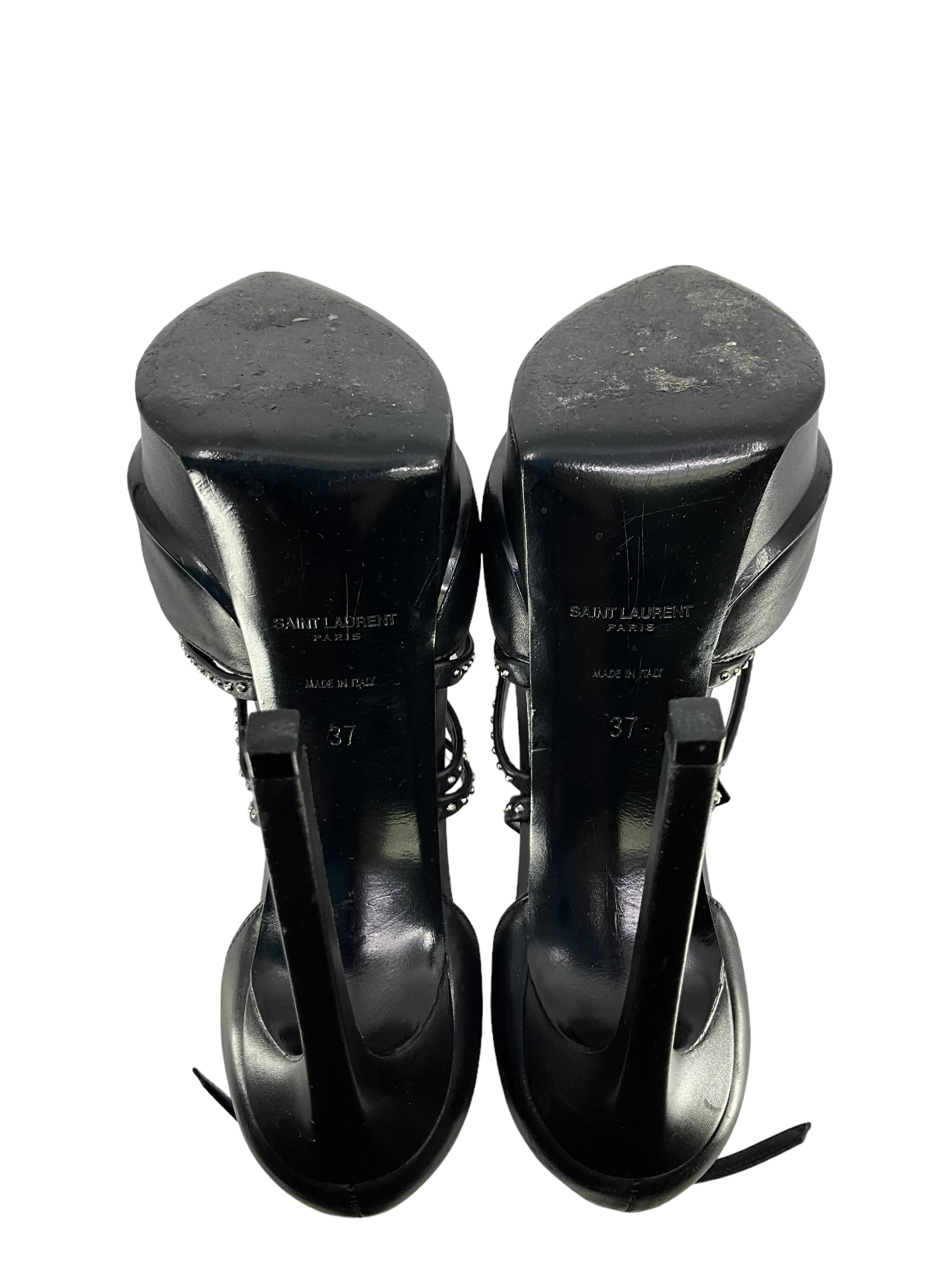 Saint Laurent Calfskin Studded Janis Pumps - Women's Size 7 Luxury Heels for Parties, Weddings & Evening Events