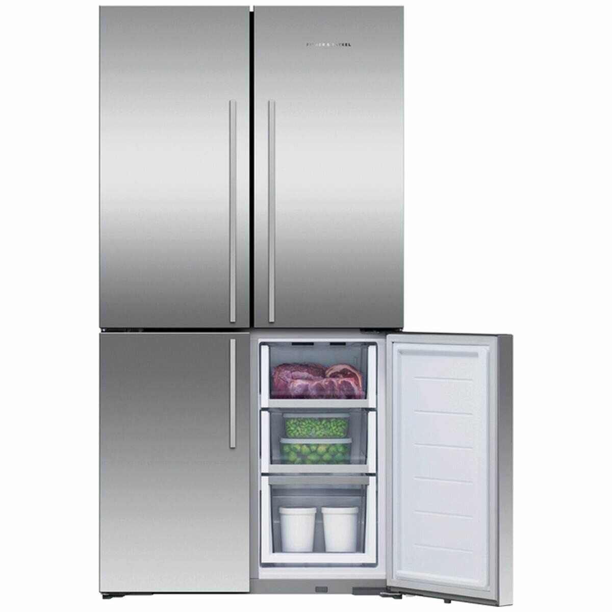 Fisher & Paykel 605L Quad Door Refrigerator Stainless Steel RF605QDVX2 - Large Capacity French Door Fridge for Modern Kitchen & Entertaining