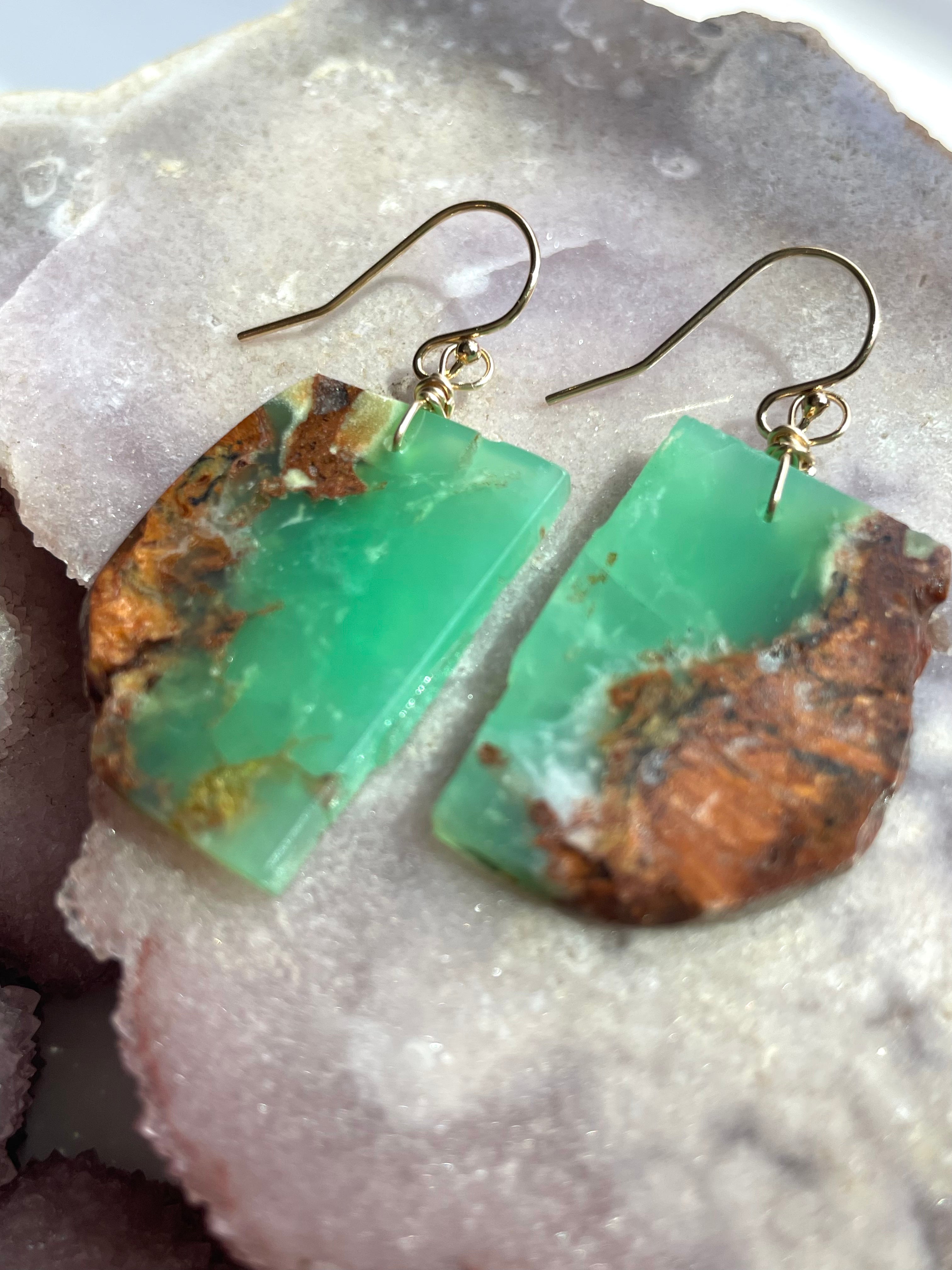 Chrysoprase Statement Earrings - 14K Gold Filled Dangle Earrings for Women | Elegant Jewelry Gift for Birthday, Anniversary & Special Occasions
