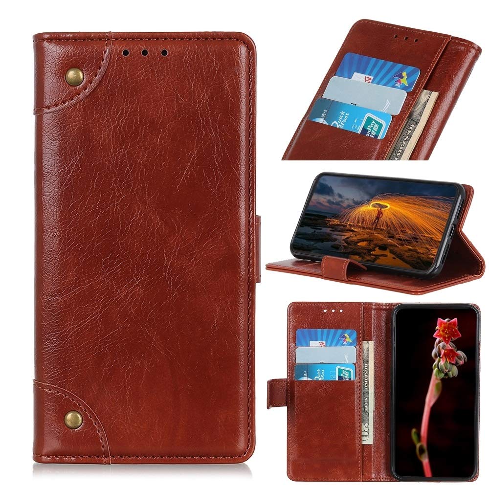 Premium Leather Wallet Case for Alcatel 1S 2020/1V 2020/3L 2020 - Horizontal Flip Phone Cover with Card Slots, Money Holder & Stylish Copper Buckle (Brown) - Perfect for Daily Use, Travel & Business Meetings