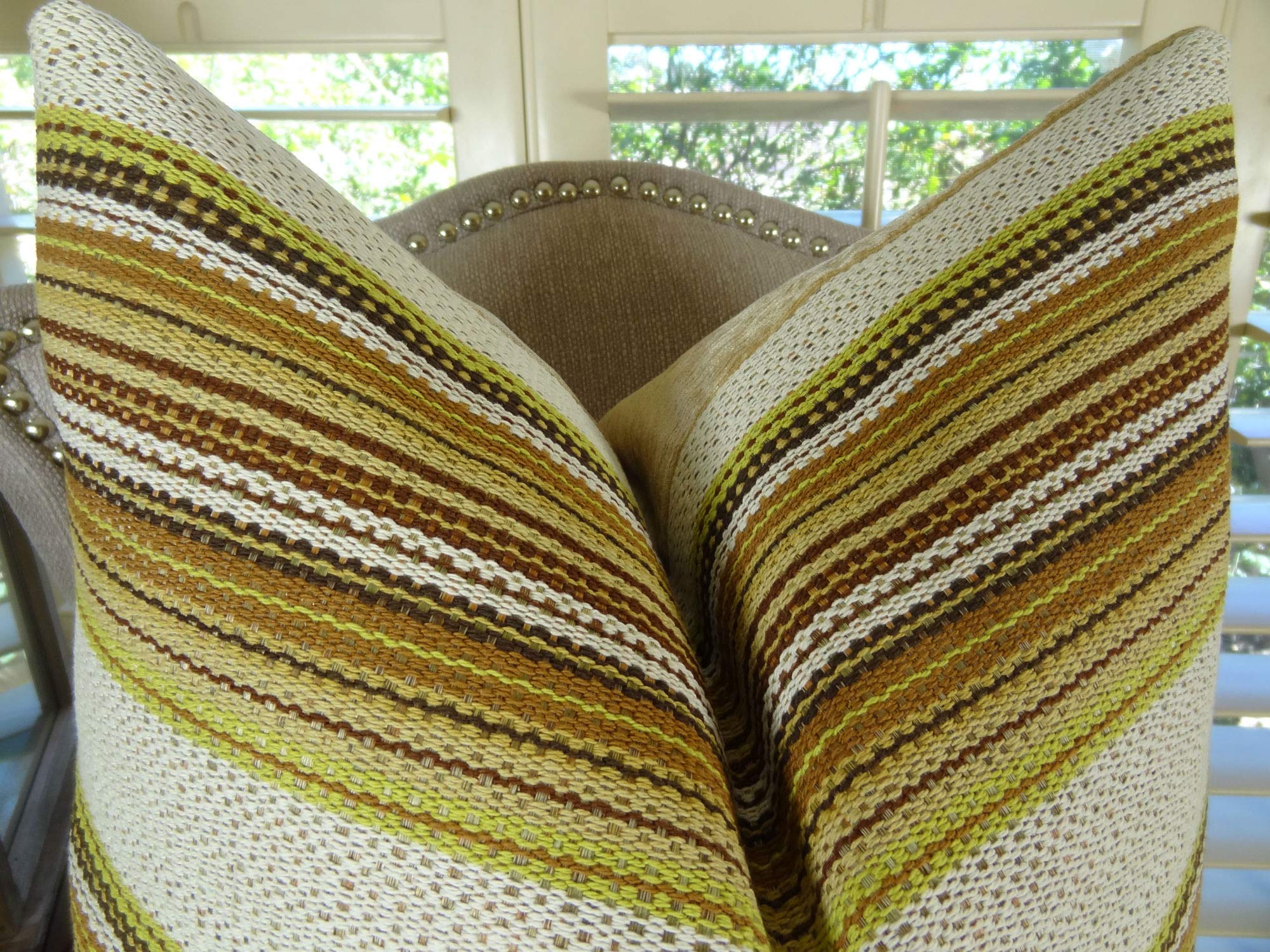 Plutus Camp Evergreen Seaweed Handmade Throw Pillow 20x30 Inches - Queen Size Cream Green Brown Boho Decor for Living Room, Bedroom & Outdoor Use
