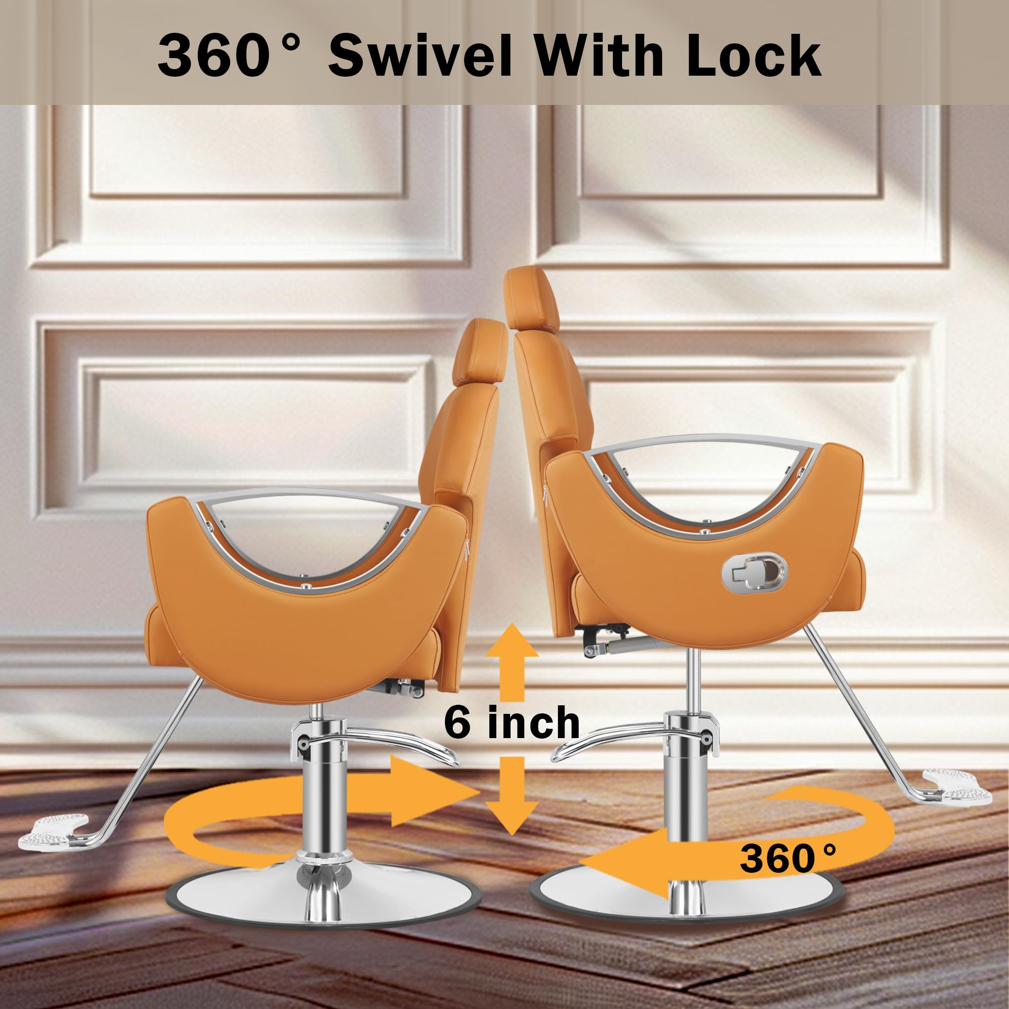 Professional Salon Chair for Hair Stylists & Barbers - 360° Rotating Hydraulic Hairdressing Chair with Adjustable Height, Shampoo Back & Footrest - Perfect for Hair Salons, Barber Shops, Tattoo Studios & Spa Beauty Treatments