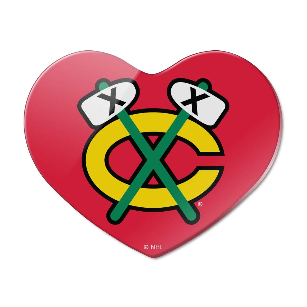 Chicago Blackhawks NHL Team Logo Heart-Shaped Acrylic Refrigerator Magnet - Perfect for Hockey Fans, Kitchen Decor & Office Fridge Accessories