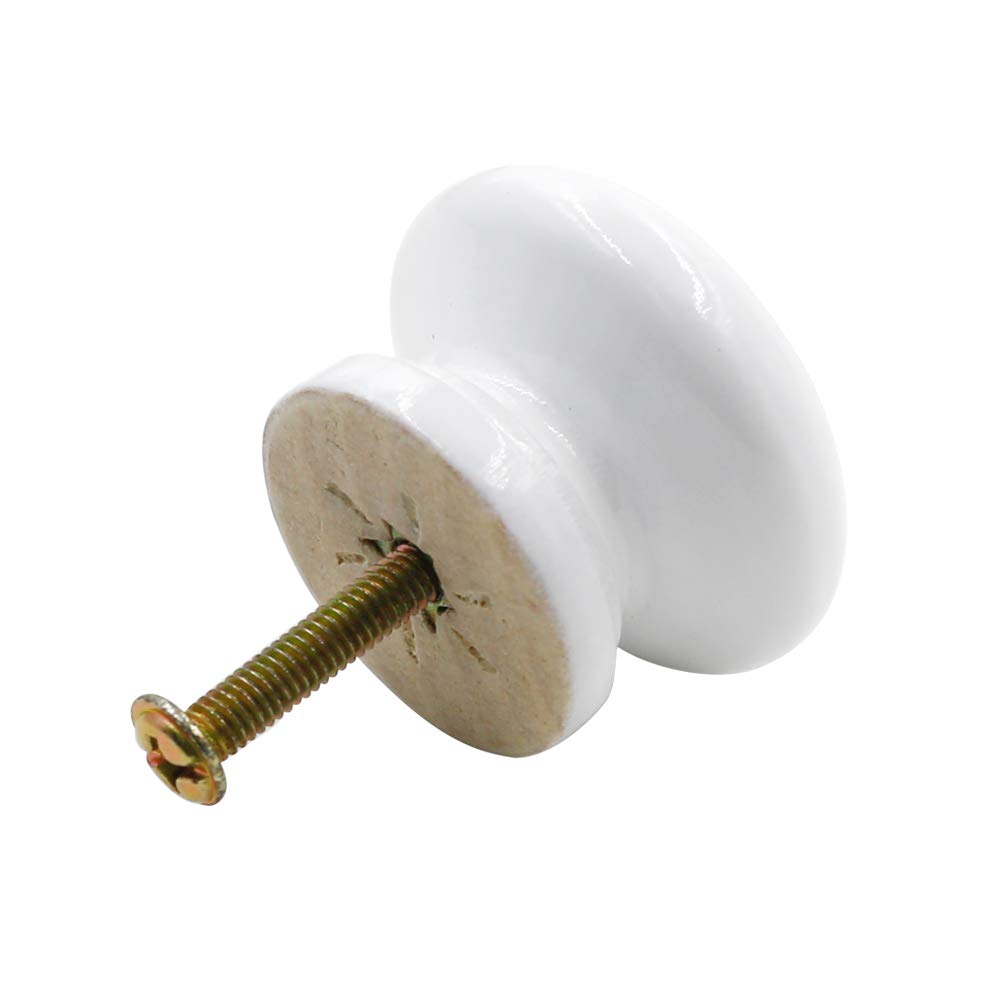 12Pcs White Mushroom Shape Wooden Cabinet Knobs - 35x26mm (1.4x1 inch) Drawer Pulls Handles for Dresser, Wardrobe & Furniture - Perfect for Kitchen Cabinets, Bathroom Vanities & DIY Home Decor Projects