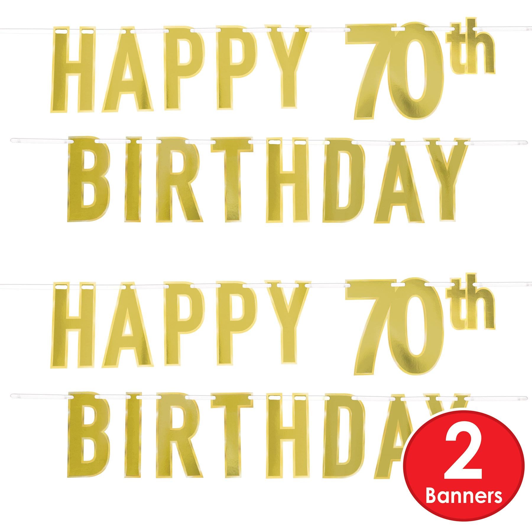 12 Pack Beistle Foil Happy 70th Birthday Party Streamers - Gold & Silver Decorations for Milestone Celebrations, Anniversaries, Retirement Parties