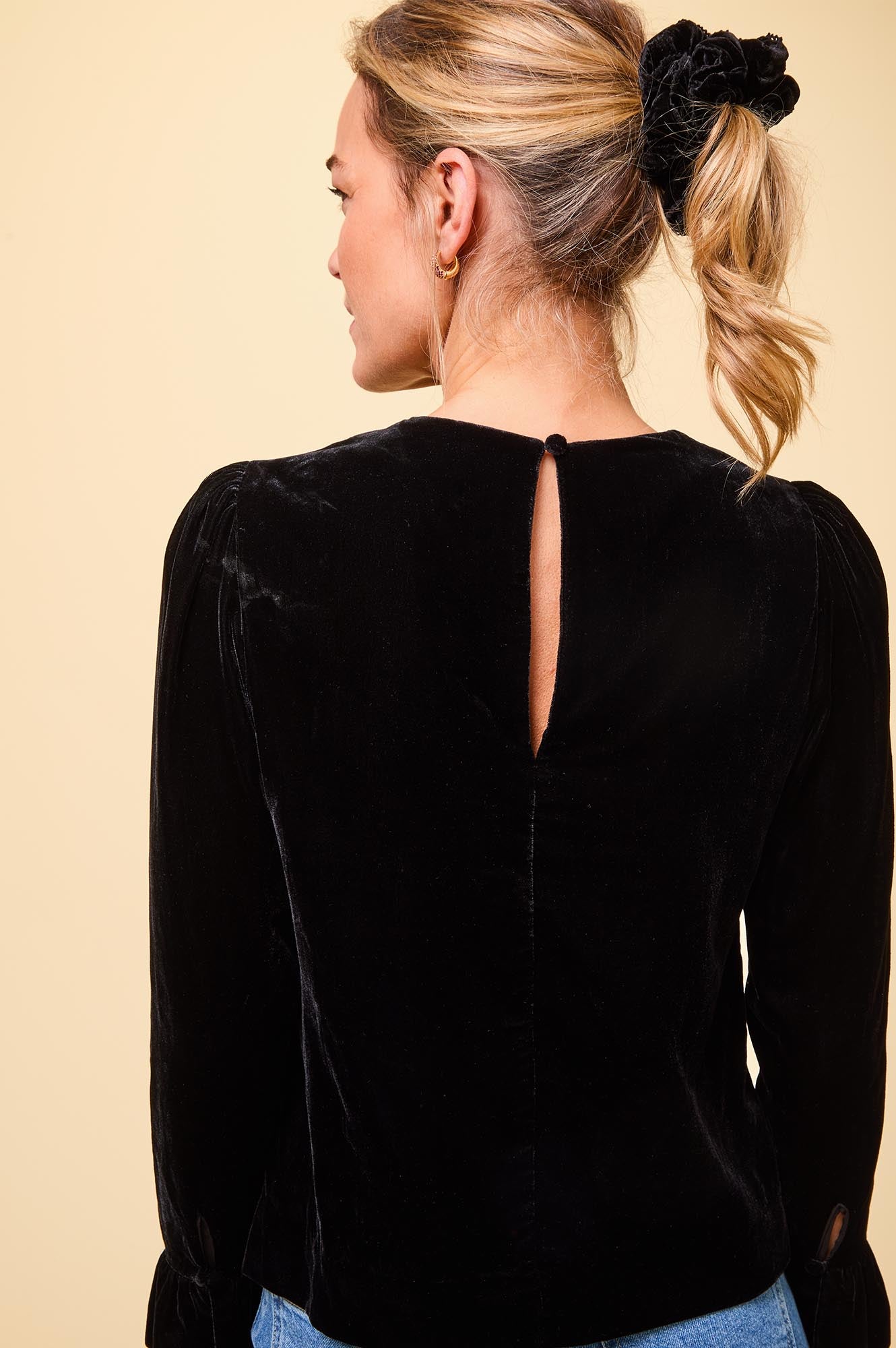 Victoria Velvet Top for Women - Soft & Elegant Black Blouse for Party, Dinner & Date Night