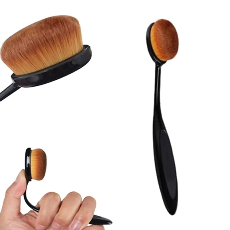 FAMEZA 2 Pack Oval Makeup Brush Set - Foundation Brush & Loose Powder Brush for Flawless Liquid, Cream & Powder Blending | Perfect for Professional Makeup & Everyday Beauty Routine