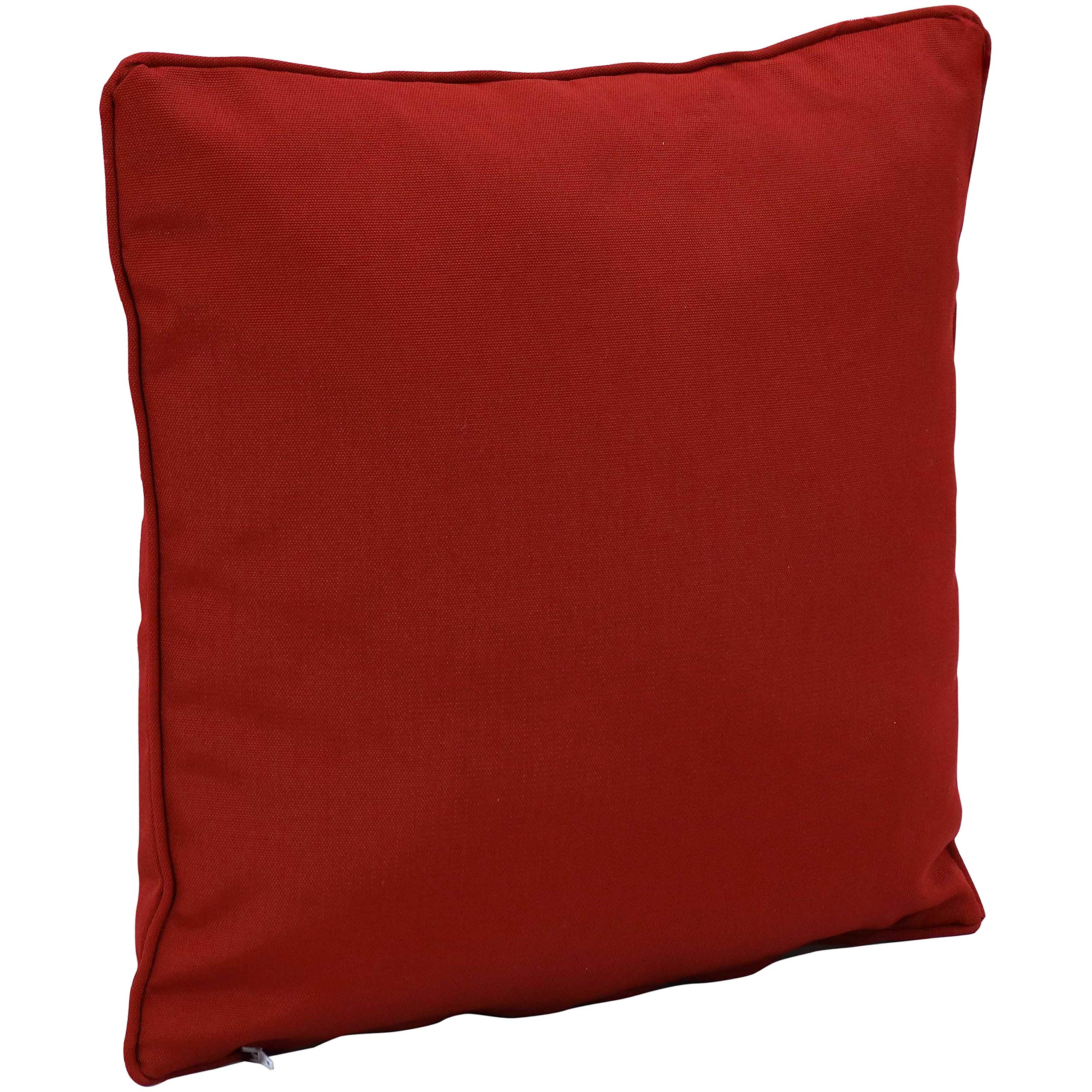 16-Inch Square Outdoor Olefin Throw Pillows Set of 2 - Red Decorative Cushions for Patio, Deck, Poolside & Indoor Use - Weather-Resistant & UV-Protected