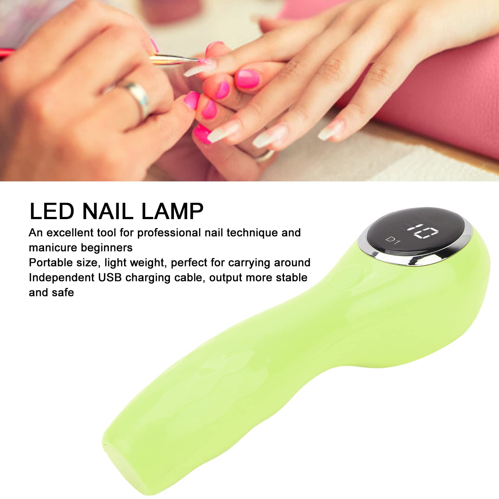 UBERSWEET® 5W Portable Mini Nail Dryer Lamp for Gel Polish Curing - Fast Drying LED Nail Art Light (Green) | Perfect for Home Manicures & Salon Nail Extensions