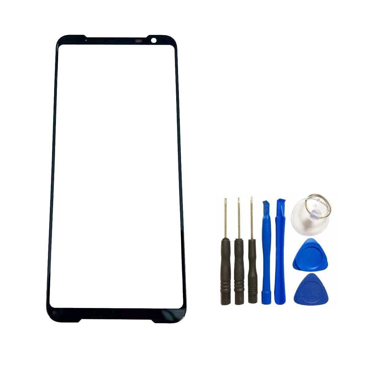 ASUS ROG Phone 3 ZS661KS Front Top Glass Panel Replacement with Opening Tool - Black | Compatible with ASUS ROG Phone 3 | DIY Repair Kit for Cracked/Damaged Screen | Perfect for Gaming Phone Screen Replacement