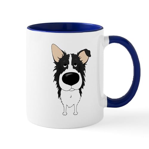 White/Navy Inside - Big Nose/Butt Border Collie Mug