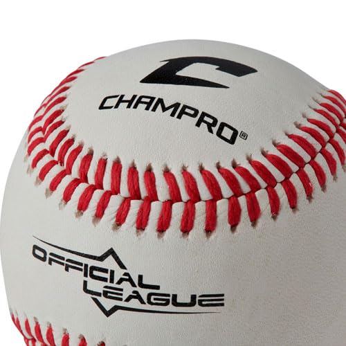 CHAMPRO Official League Baseballs - Full Grain Leather Cover for Professional & Amateur Games - Perfect for Baseball Training, Games & Practice