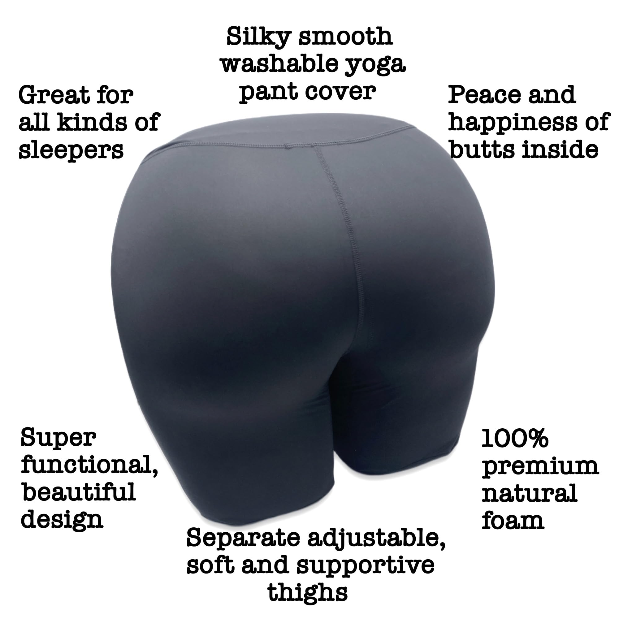 **Ergonomic Butt-Shaped Pillow for Back & Hip Support - Soft Natural Comfort for All Sleepers - Yoga Pant Cover Included - Stress & Anxiety Relief - Perfect for Side Sleepers, Office Chairs & Meditation**