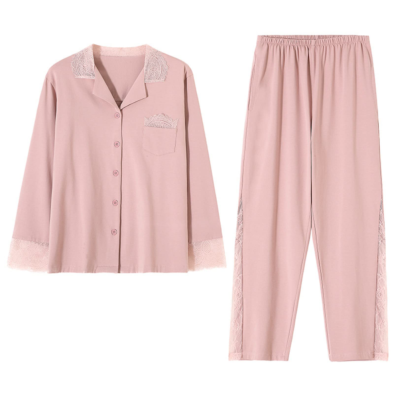 Women's Soft Button Down Pajama Set - Spring & Autumn Loungewear for Large Size - Cozy Sleepwear & Lounge Outfit for Relaxing at Home