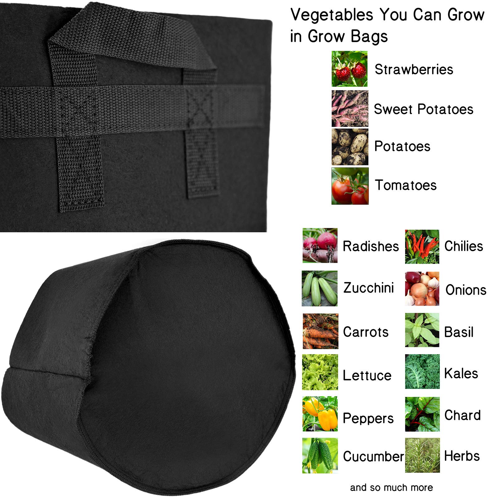FiveSeasonStuff Heavy Duty 18 Gallon Grow Bags - 6 Pack Fabric Plant Pots for Vegetables, Fruits & Flowers | Ideal for Indoor/Outdoor Gardening, Urban Farming & Container Planting (Black)