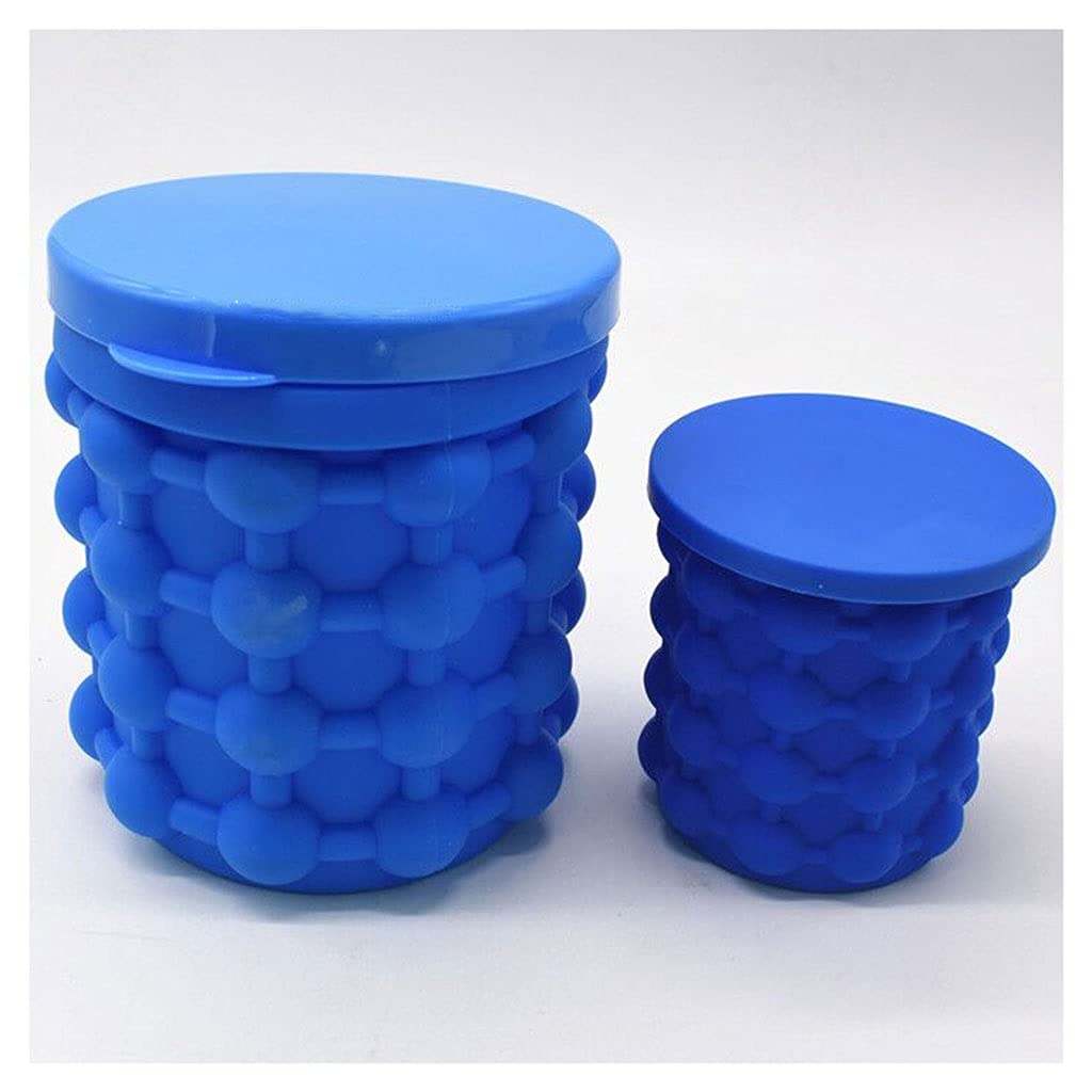 Premium Silicone Ice Bucket with Lid - Quick Ice Maker for Beer & Beverages, Thickened Ice Cup for Outdoor Parties, Camping & BBQs - Blue Cooler Bucket (Small & Large Sizes)