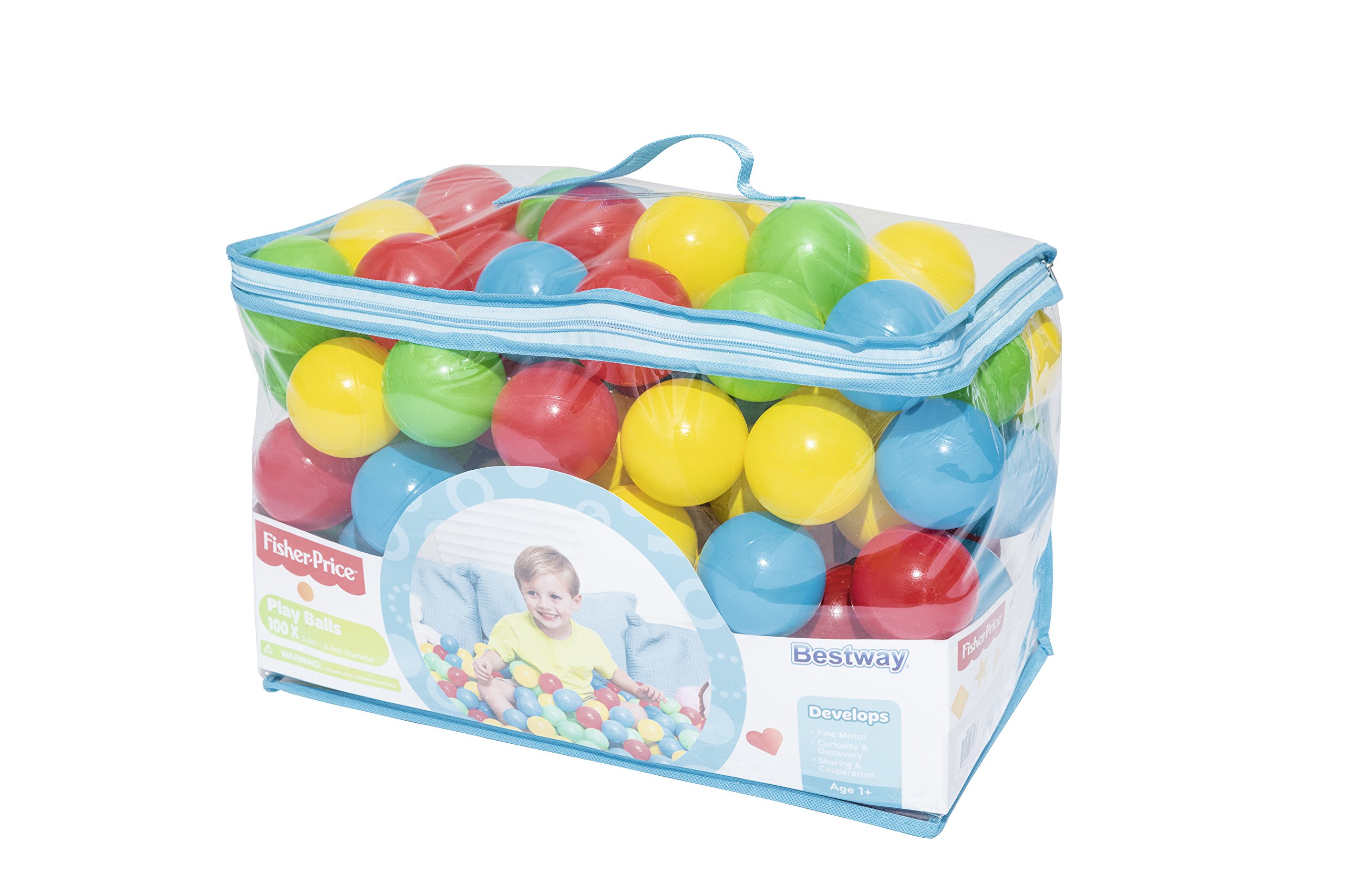 Bestway Fisher-Price 100-Piece Play Balls Set - Colorful Plastic Balls for Kids Playpen, Ball Pit, Sensory Play & Toddler Activities