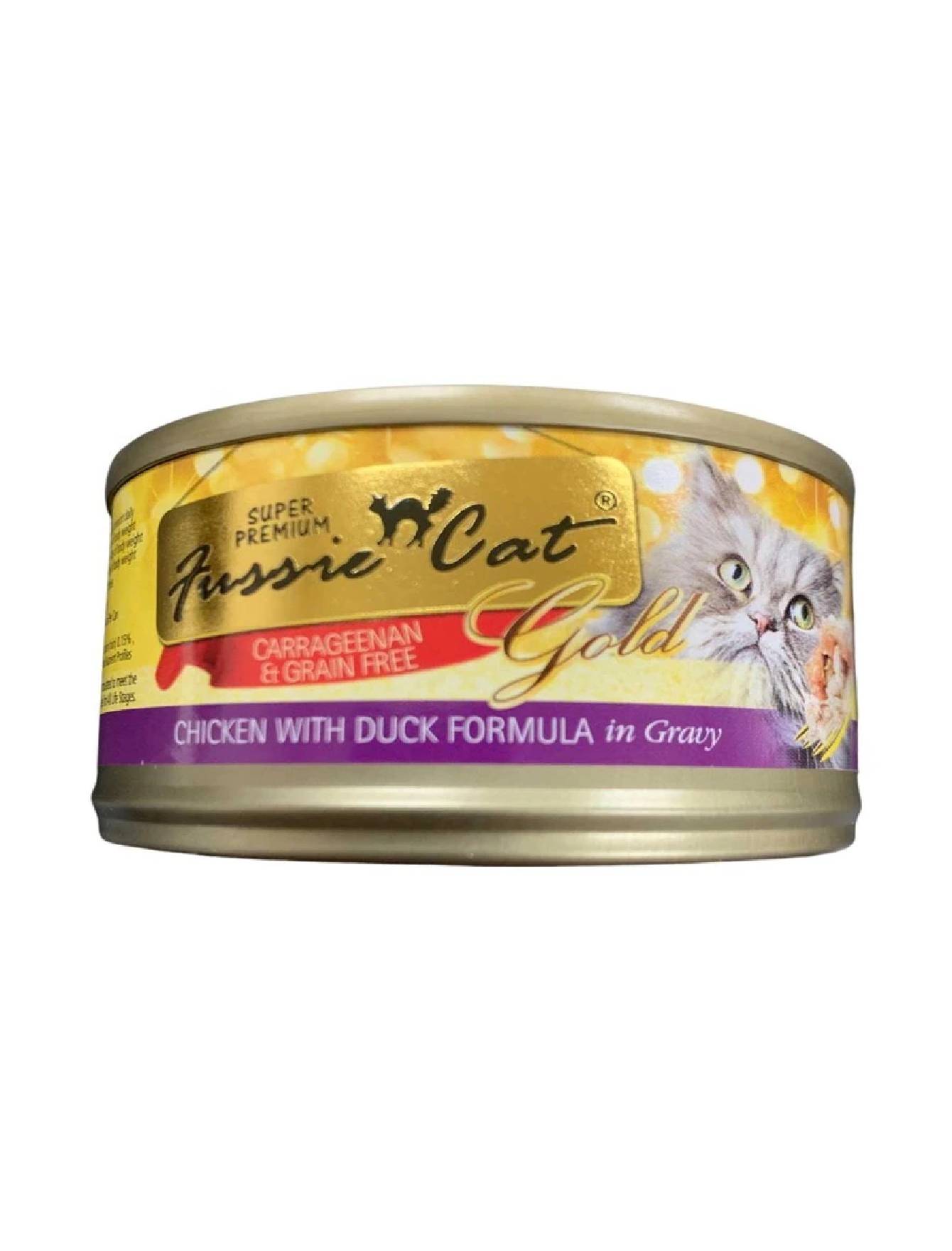 Fussie Cat Super Premium Gold Label Chicken & Duck Wet Cat Food - 80g Cans, Grain-Free & High Protein for Healthy Cats - Perfect for Picky Eaters & Indoor Cats