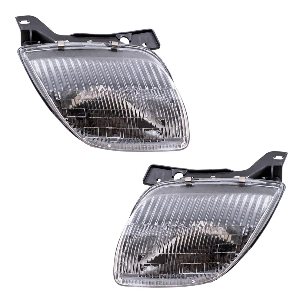 Brock Replacement Halogen Headlights Set - Driver & Passenger Side Compatible with 1995-2002 Pontiac Sunfire (Part #16530151, 16530152) | High Visibility Lighting for Night Driving & Improved Road Safety