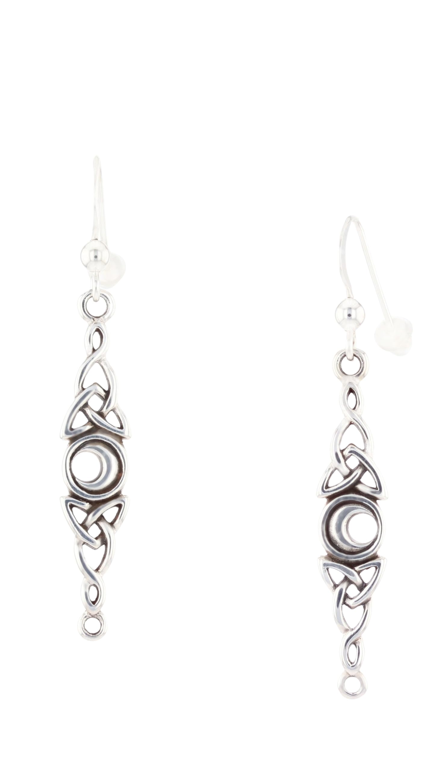 Celtic Trinity Moon Long Sterling Silver Dangle Earrings for Women - Elegant Celtic Knot Jewelry for Everyday Wear & Special Occasions
