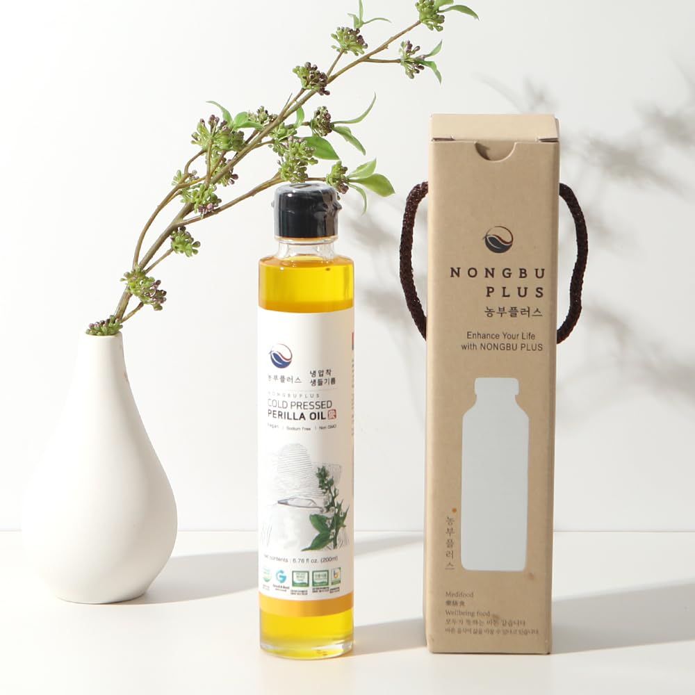 Korean-Style Toasted Perilla Oil - 100% Pure Cold Pressed, 6.76oz (200ml) for Cooking & Salad Dressing