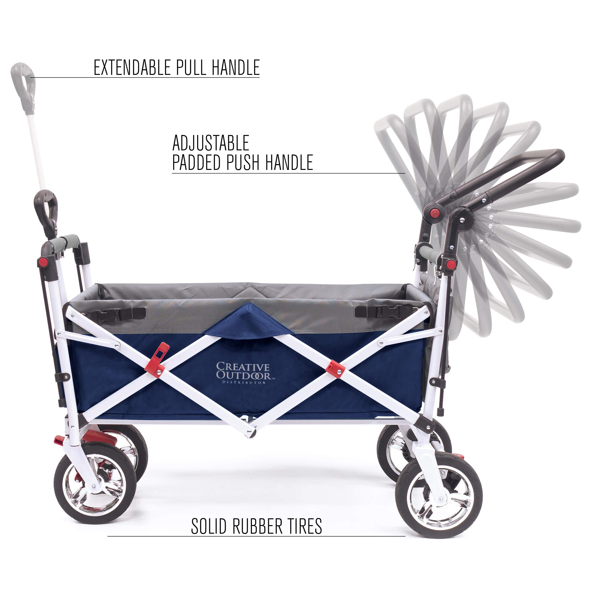Premium Outdoor Push Pull Stroller Wagon for Kids - 150lbs Capacity, Foldable Wagon with Canopy (Navy Blue) - Perfect for Beach Trips, Park Outings, Garden Adventures & Tailgate Parties