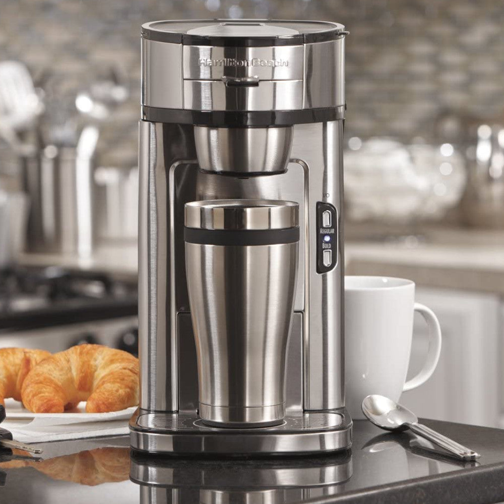 Hamilton Beach 49981A Single Serve Coffee Maker with Scoop - Perfect for Home, Office, or Dorm Room - Brews Delicious Coffee in Minutes