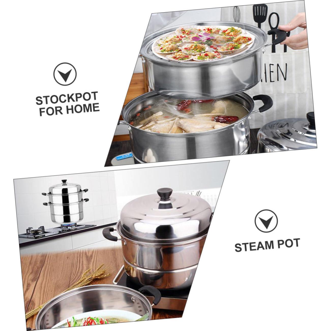 DOITOOL 3-Layer Stainless Steel Steamer Pot - Stackable Steaming Pot for Soup, Vegetables & Seafood | Durable Home Cookware for Healthy Cooking & Meal Prep