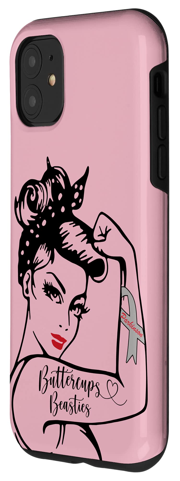 iPhone 11 Case - Cute Pink Buttercups & Beasties Design - Shockproof Slim Protective Cover - Perfect for Running, Gym & Outdoor Activities