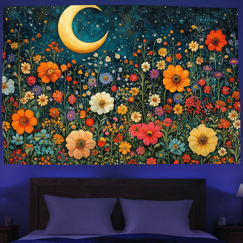 Moonlit Wildflowers - Elegant Floral Wall Art for Home & Office Decor | Perfect for Living Room, Bedroom, and Gift Giving